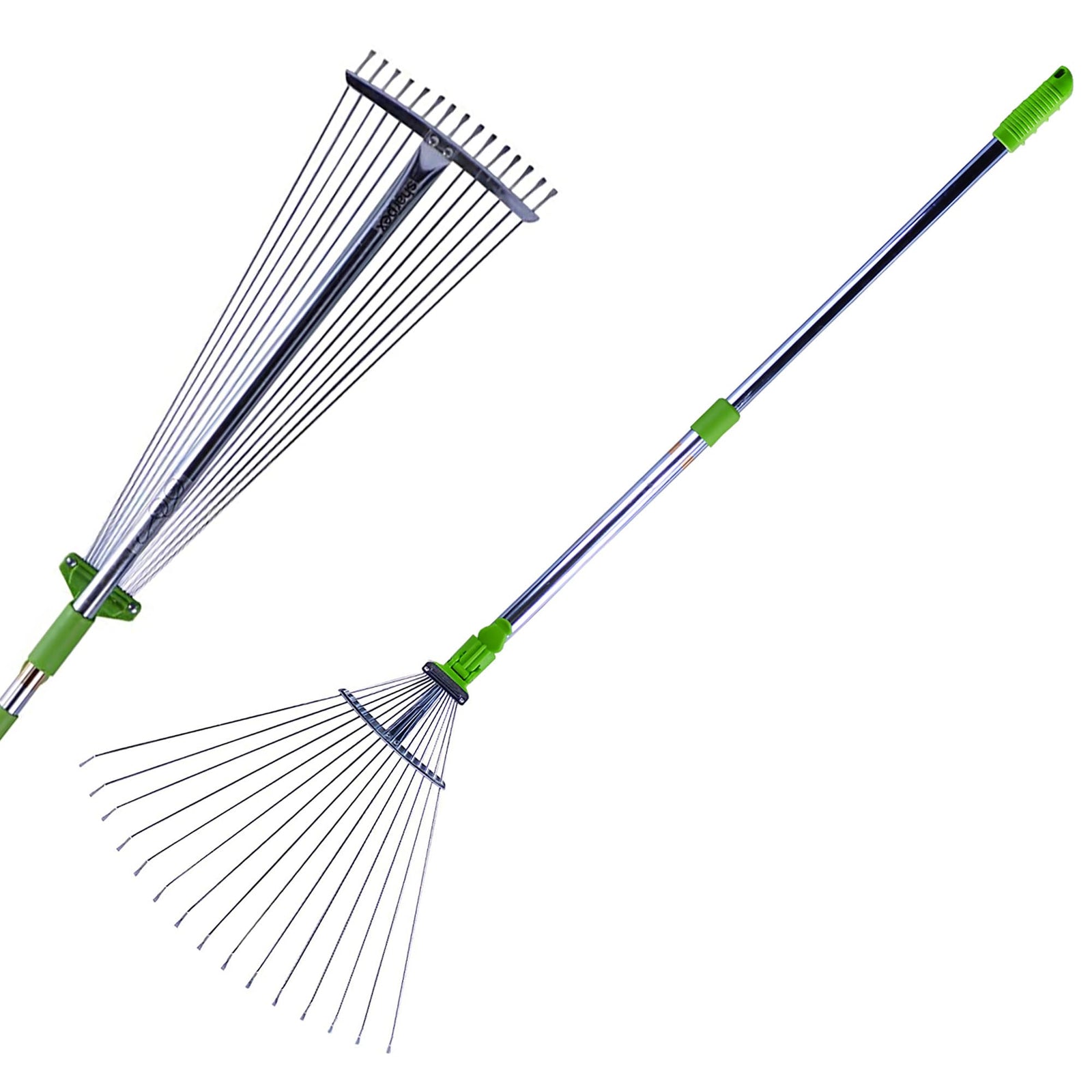 Sharpex Telescopic Metal Rake, Adjustable Rake for Quick Clean Up of Lawn and Yard, Garden Leaf Rake, Expanding Handle with Adjustable 31 to 64 Inch Width Folding Head (AR-FBA)