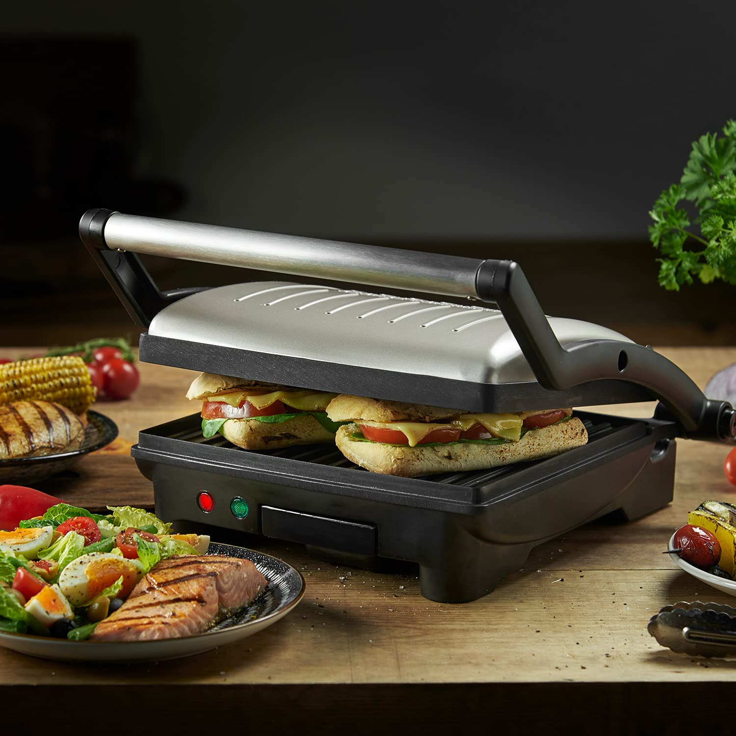 George Foreman Flexe Non-Stick Electric Grill-Flat 1800 W Open Griddle, Panini Press, and Sandwich Maker, Built-in Drip Tray for Home, Restaurant & Office Use - 26250 (White Gold)