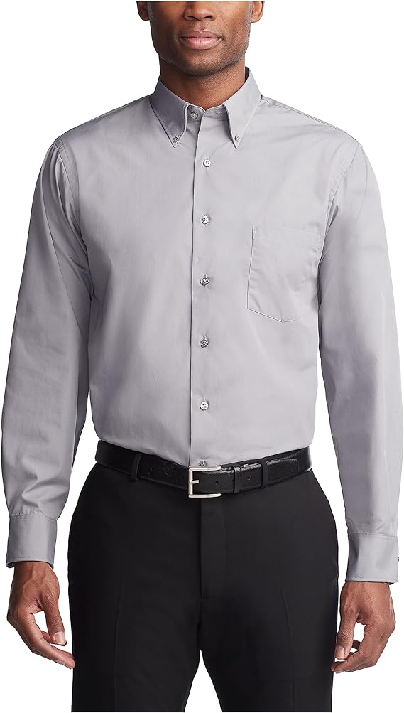 Van Heusen Men's Dress Shirts - Regular Fit Silky Poplin Solid