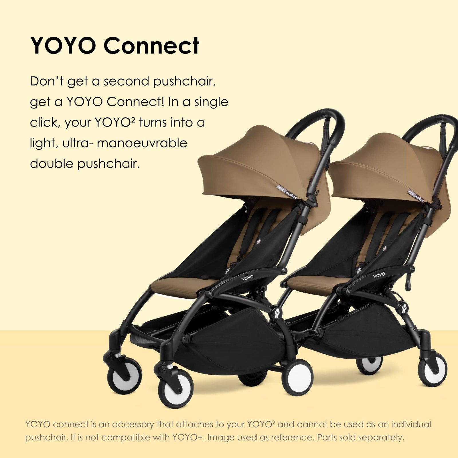 BABYZEN YOYO Stroller Connect - Turn Your Babyzen YOYO2 Stroller into a Double Stroller - Still Compact & Easy to Maneuver - Black