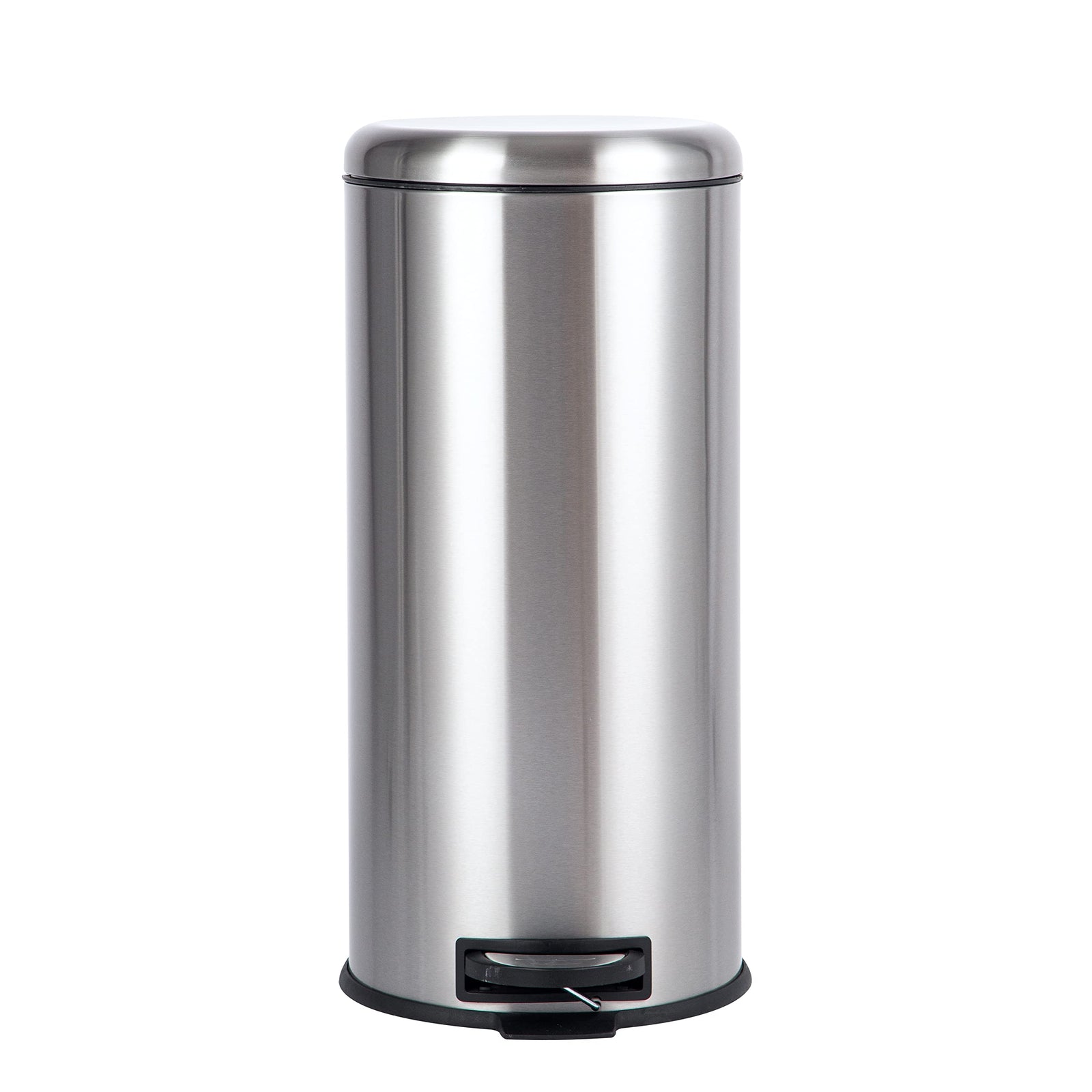 Amazon Basics round pedal trash bin, Stainless Steel, 30L