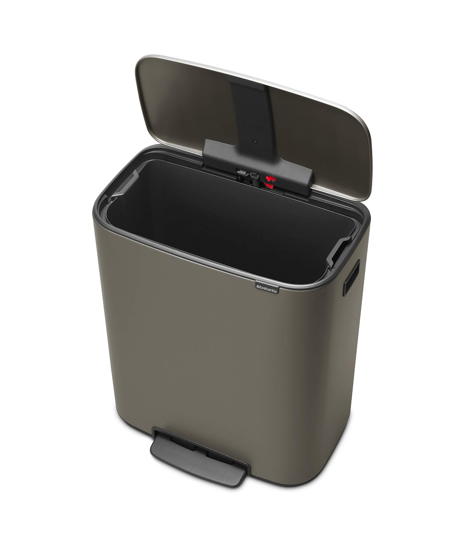 Brabantia Bo Pedal Bin - 60L Inner Bucket (Platinum) Large Waste Kitchen Bin - Soft Closing Lid