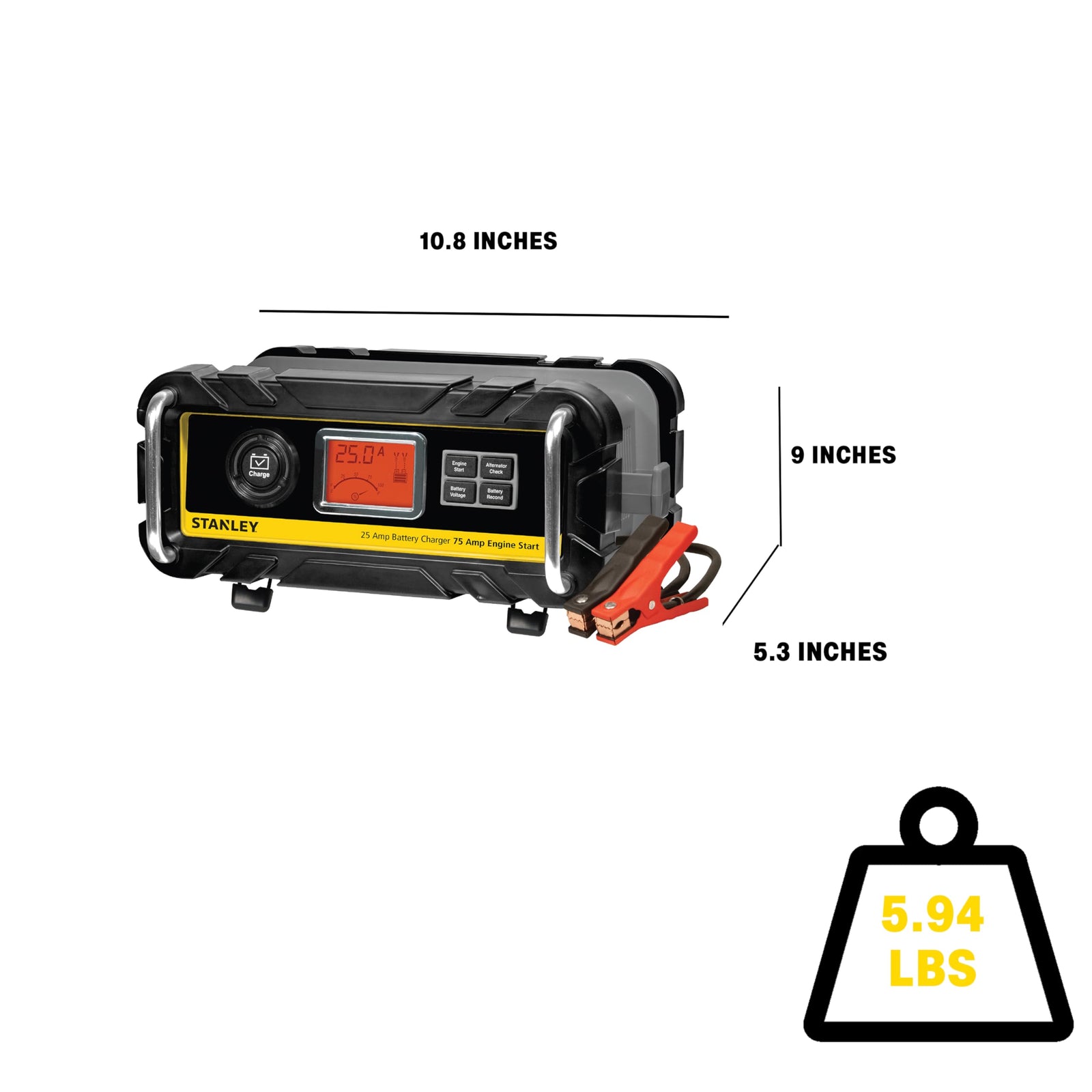 STANLEY BC25BS Smart 12V Battery Charger for Car and Marine Use. 110 Volts