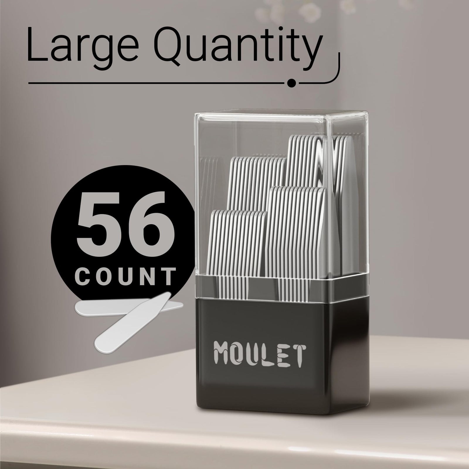 56 Collar Stays for Men's Dress Shirts - Premium Dress Shirt Collar Inserts, 4 Sizes