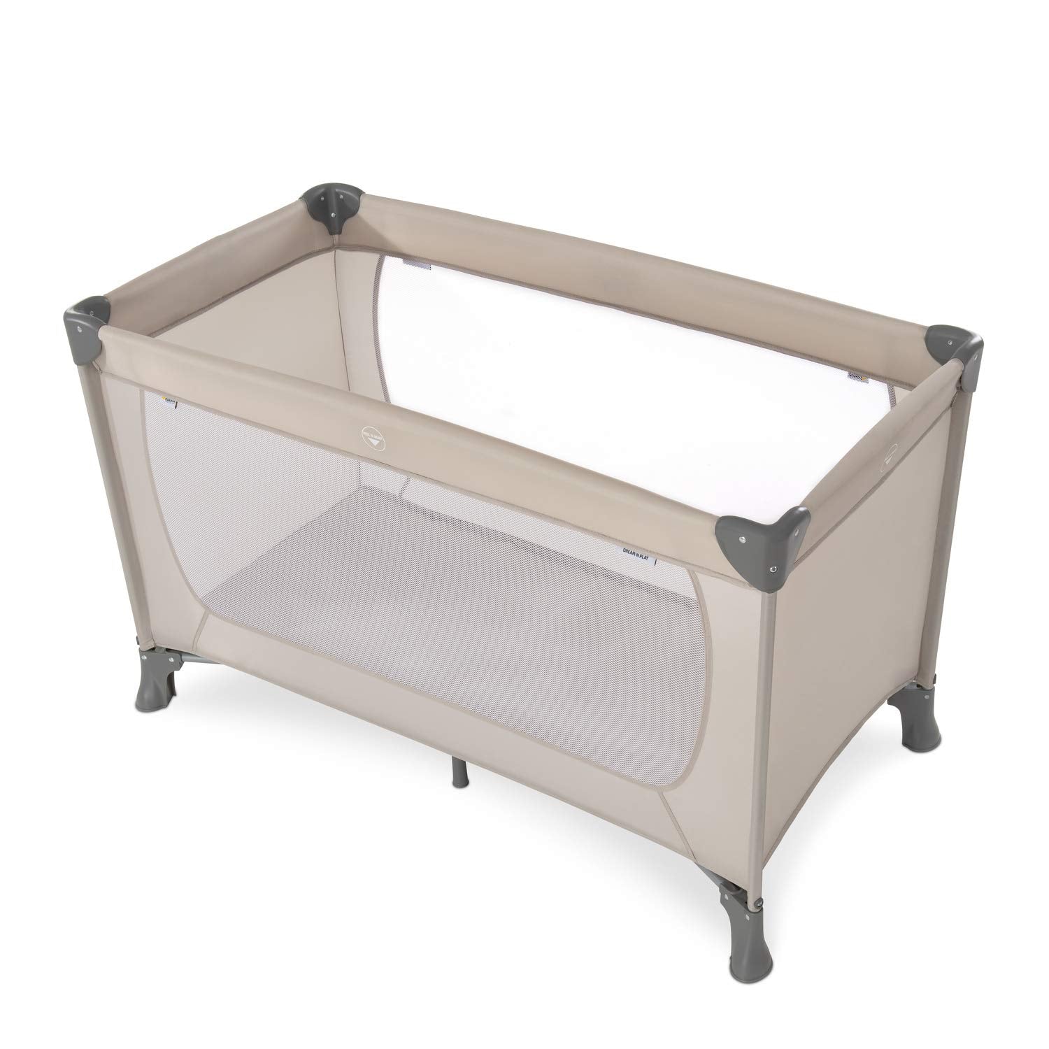 Hauck Dream N Play Travel Cot, Beige - Lightweight, Fast Folding & Compact, with Travel Bag, 120cm x 60cm, from Birth - 15kg