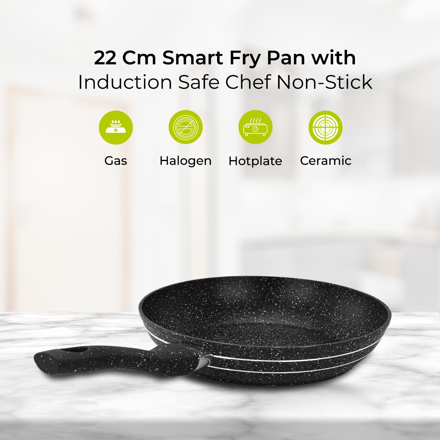 Royalford Smart Fry Pan RF11872 with Durable Granite Coating, Forged Aluminium Non-Stick Frying Pan Induction Hob Egg Omelet Pan | Saute Pan with 5-Layer Construction & Cool Touch Handle, 28cm, Black