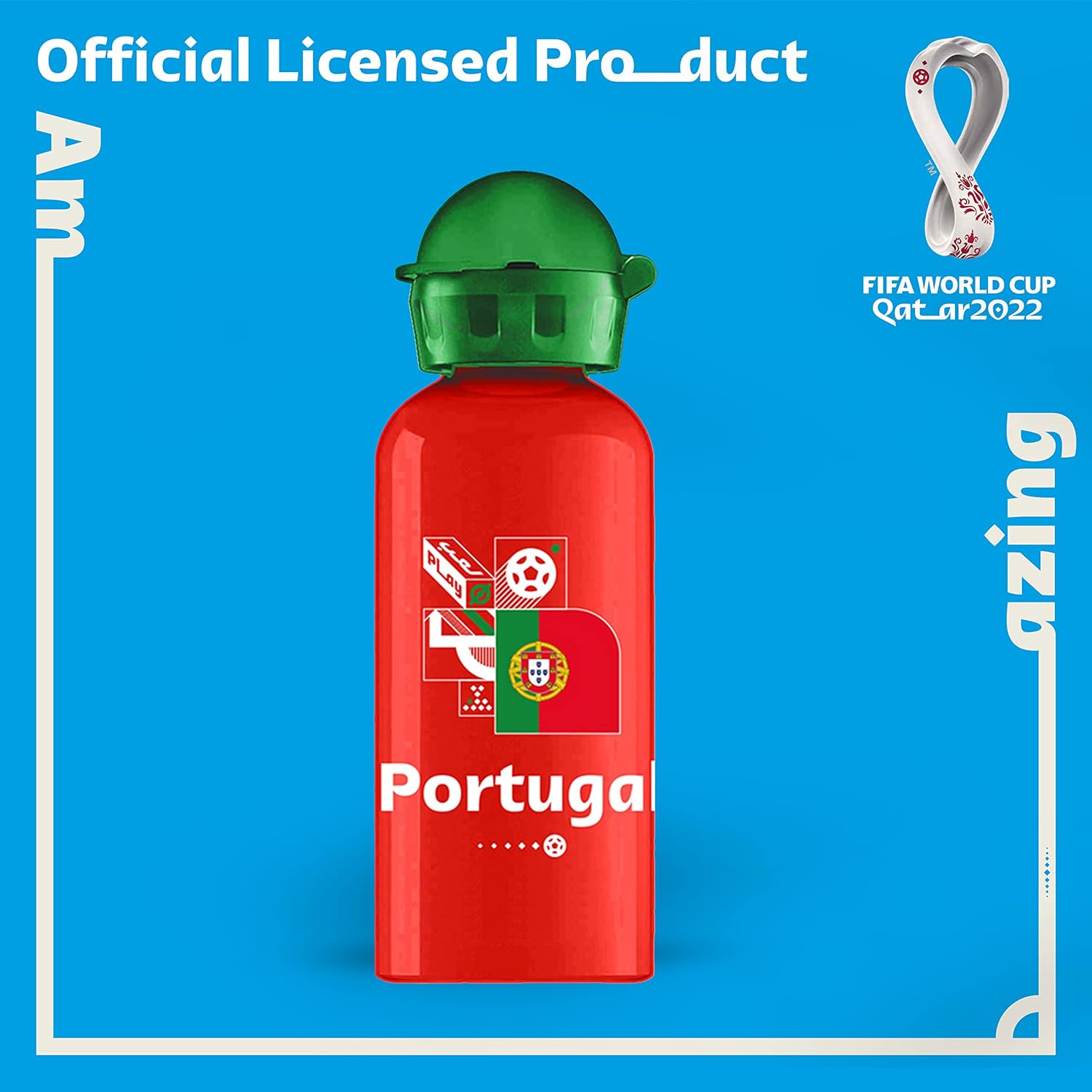 FIFA World Cup Qatar 2022 Graphic Printed Kids Aluminium Bottle Portugal 400ml, RT501003POR