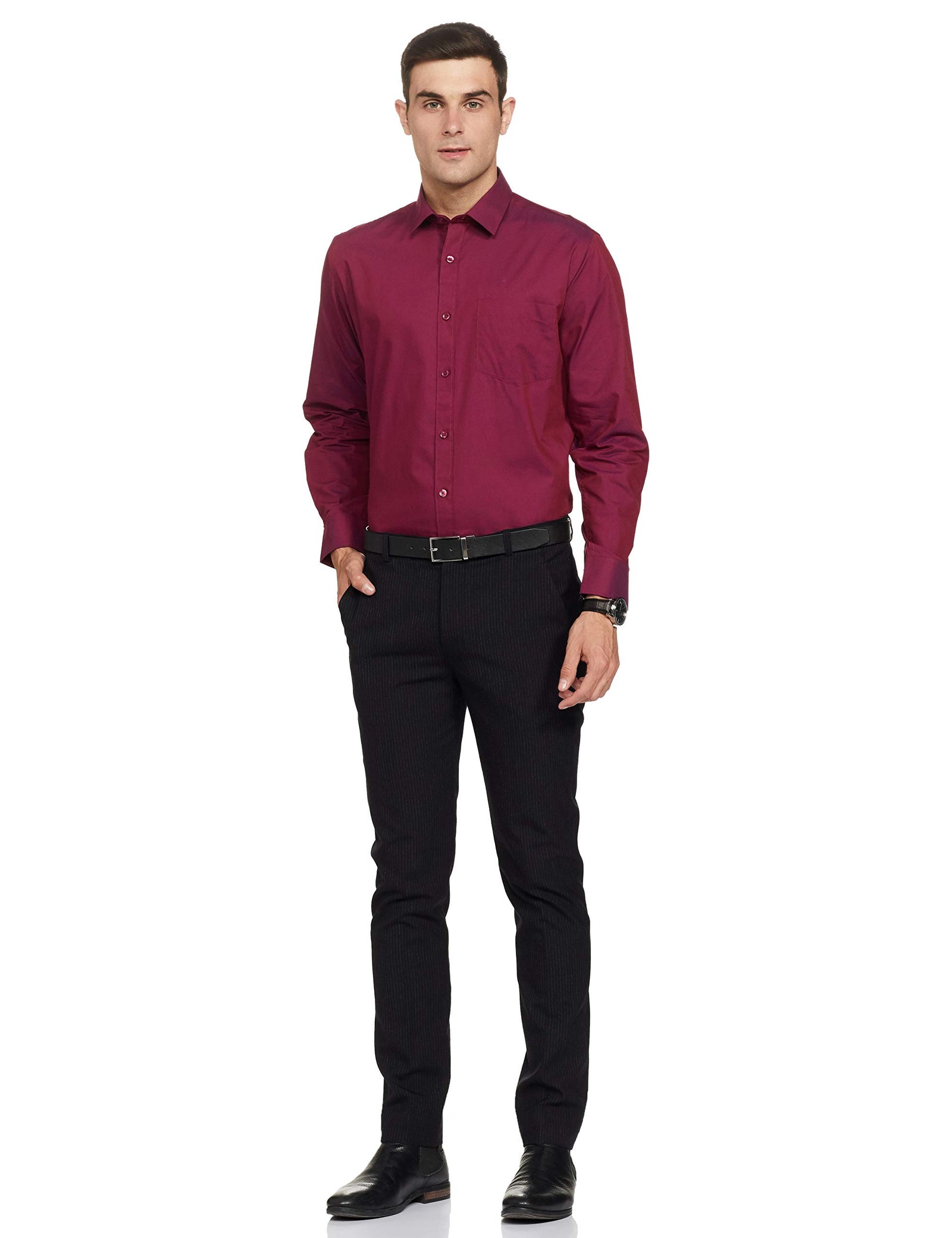 Amazon Brand - Symbol Men's Solid Regular Fit Full Sleeve Formal Shirt