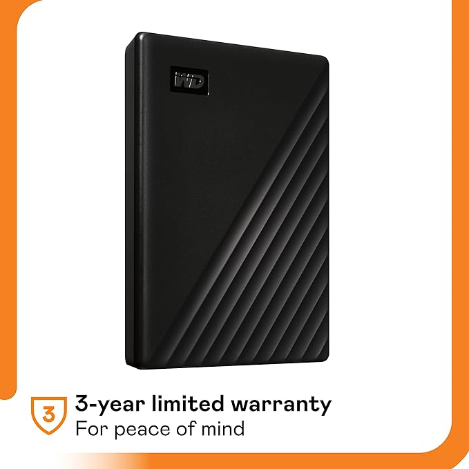 Western Digital 4TB My Passport Portable External Hard Drive with backup software and password protection, Black - WDBPKJ0040BBK-WESN