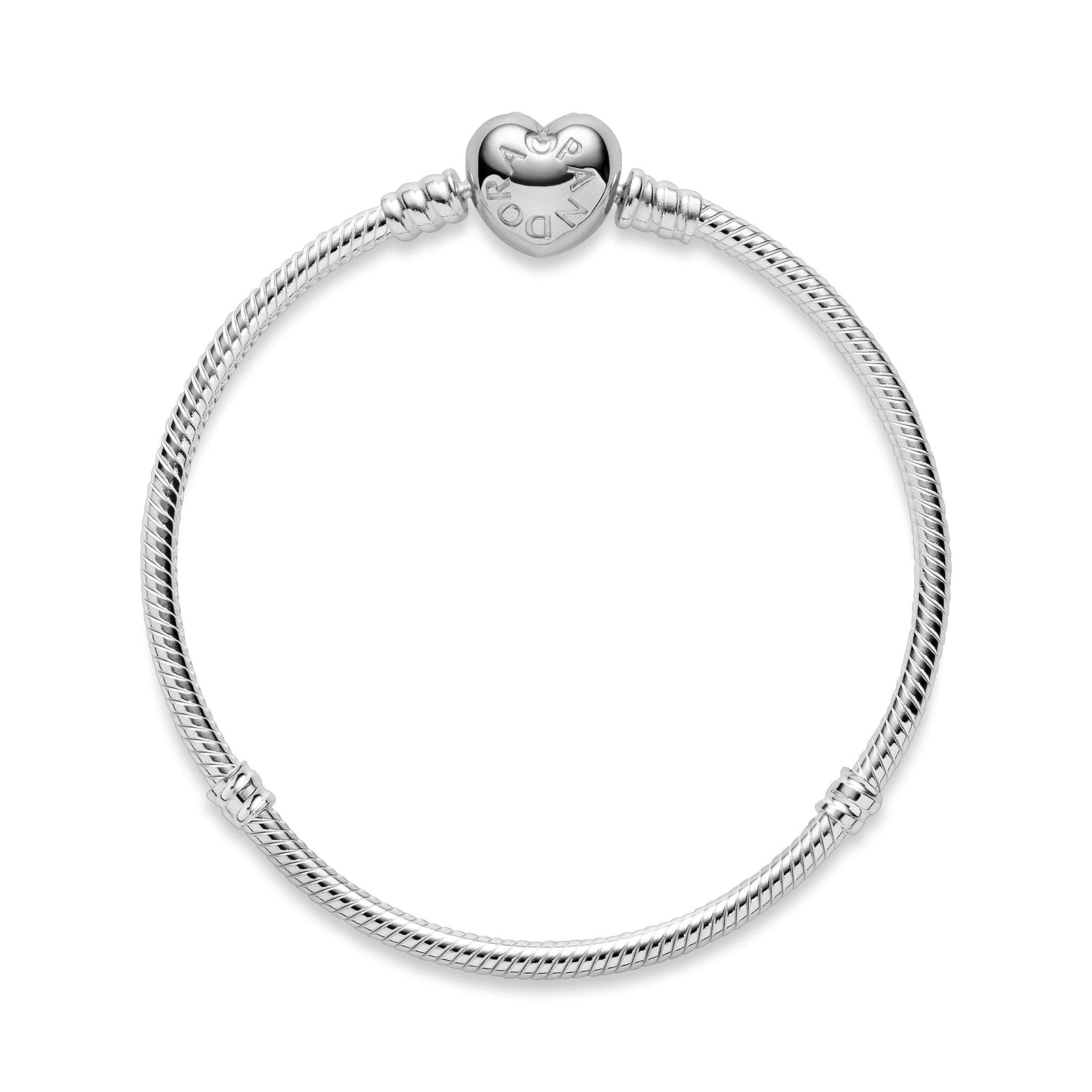 Pandora Moments Women's Sterling Silver Heart Clasp Snake Chain Bracelet for Charms