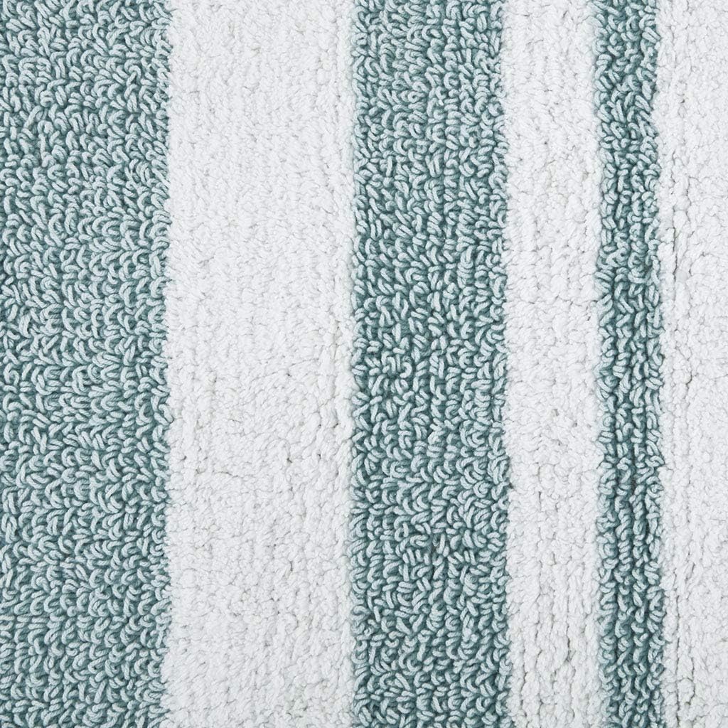 Madison Park Reversible Spa Rug 100%-Cotton Striped Ultra Soft Water Fast Bath Non-Slip Absorbent Quick Dry Mats For Tub, Shower Room, And Bathroom, 24X72, Aqua