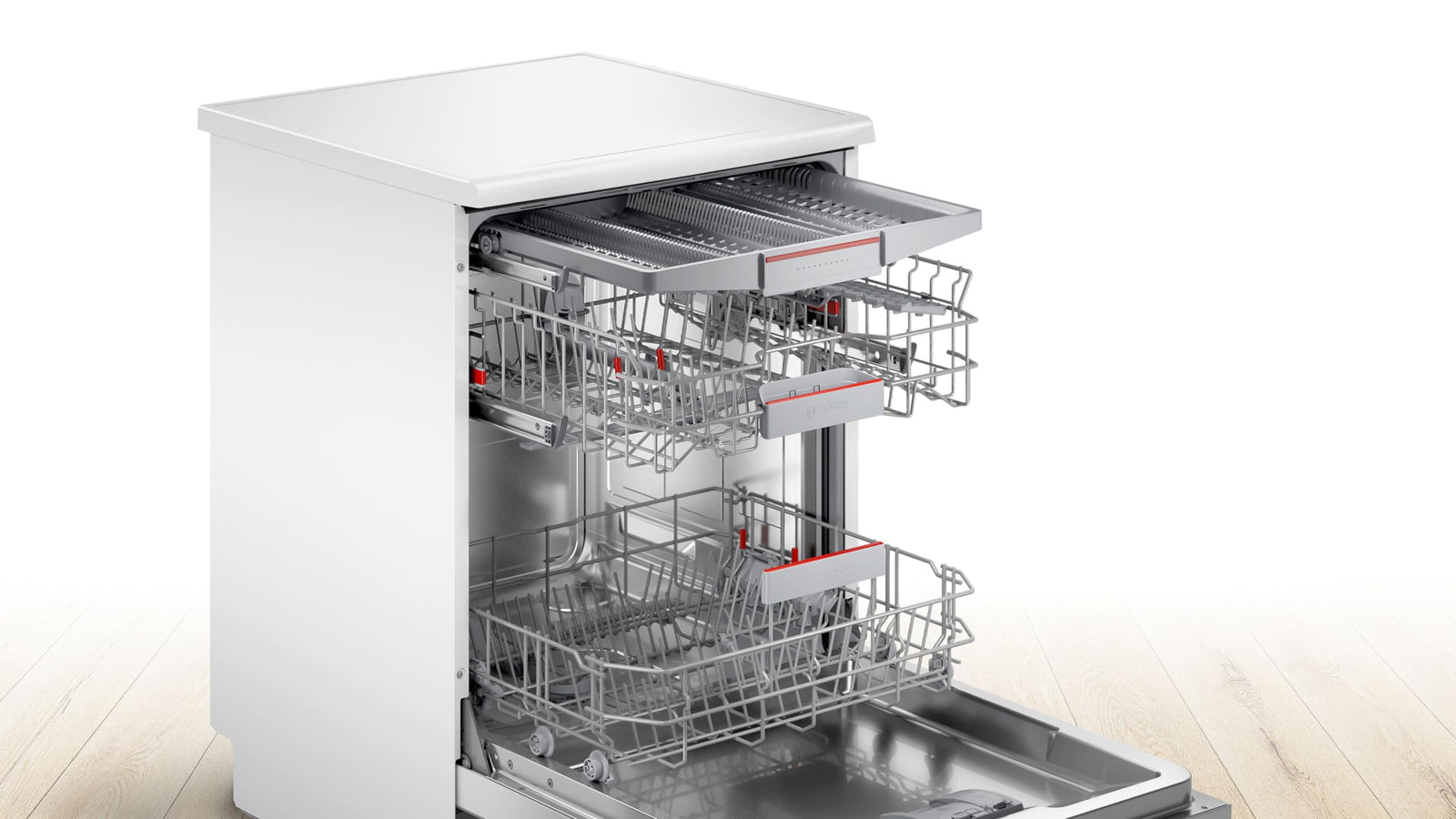 Bosch Series 6 Free-standing Dishwasher 60 cm, 7 Programmes and 13 Place Settings, Remote Start, Intensive Zone, half load, HygienePlus, Machine Care,White SMS6HMW27M