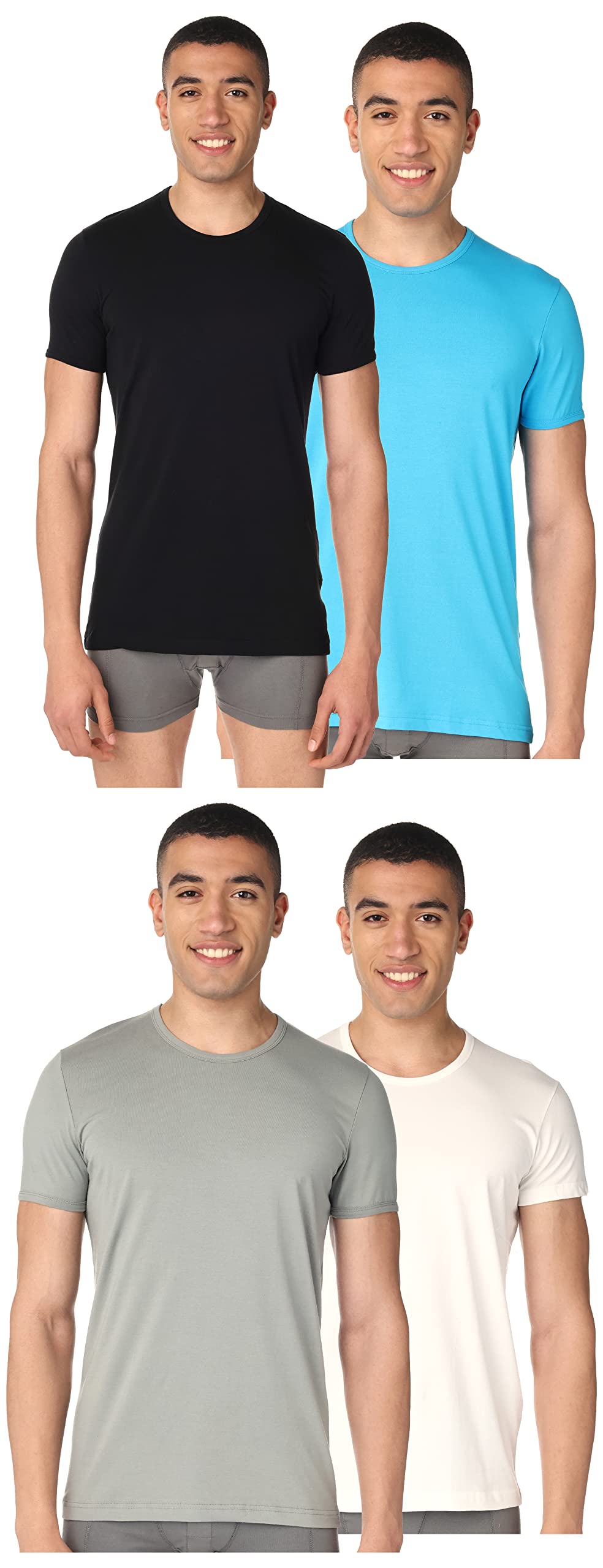 Hero Basic mens Set Of 4 - Round Neck t-Shirts + Free Boxer Underwear (pack of 5)