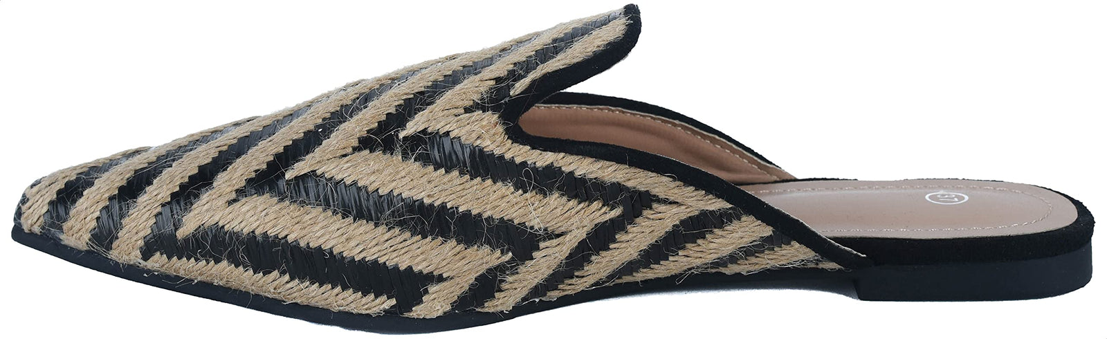 Pixi Textile Chevron Pattern Pointed-Toe Flat Mules for Women