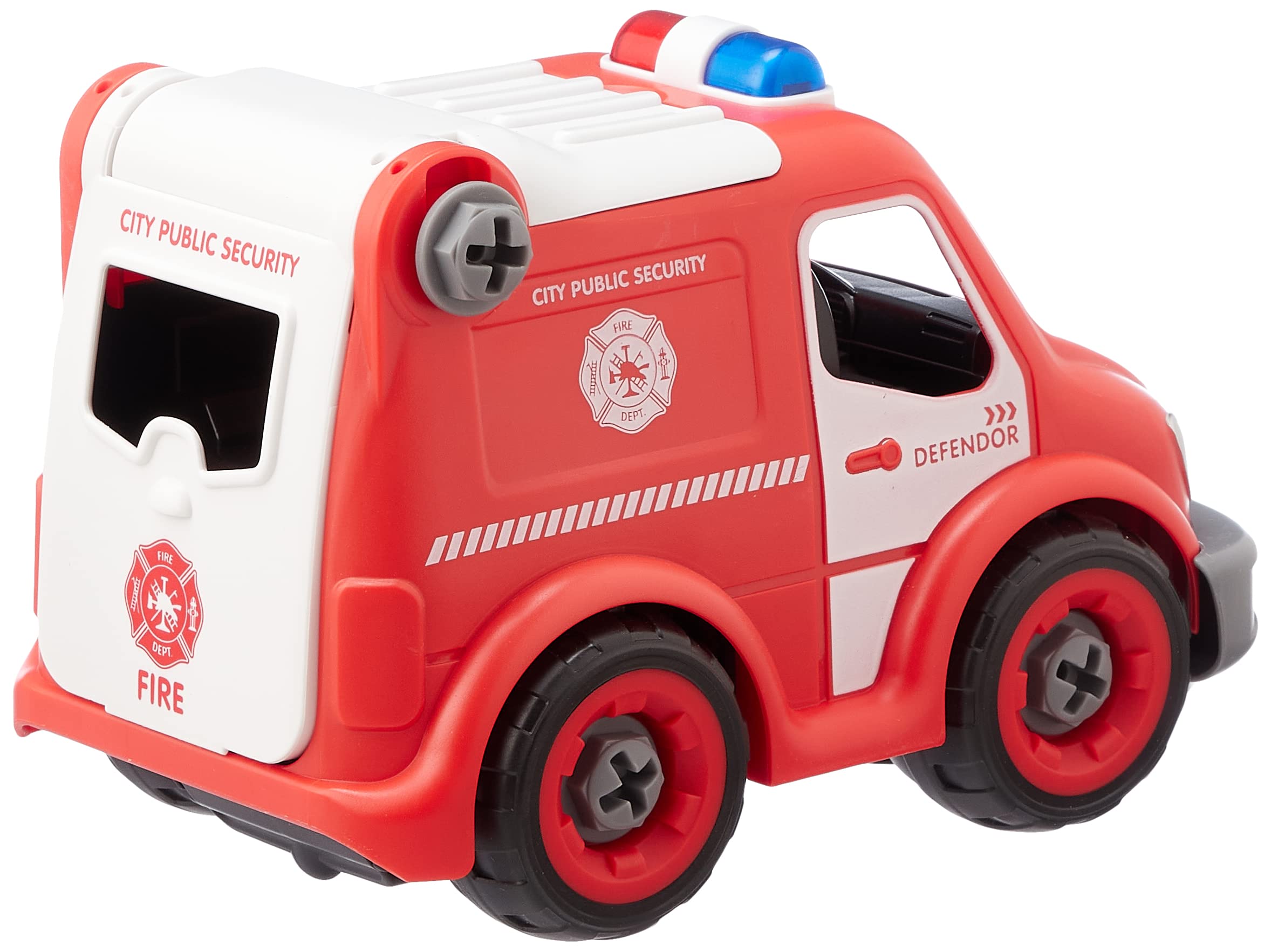 Lei Meng LM8031-YZ-1 Fire Truck Building Model Set with Screwdriver and Drill