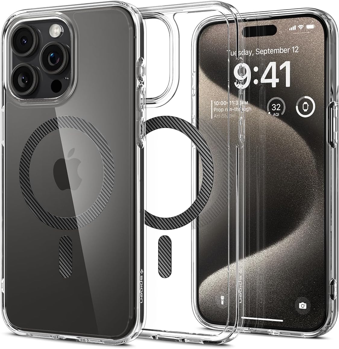 Spigen Ultra Hybrid MagFit designed for iPhone 15 Pro Max case cover compatible with MagSafe - Carbon Fiber