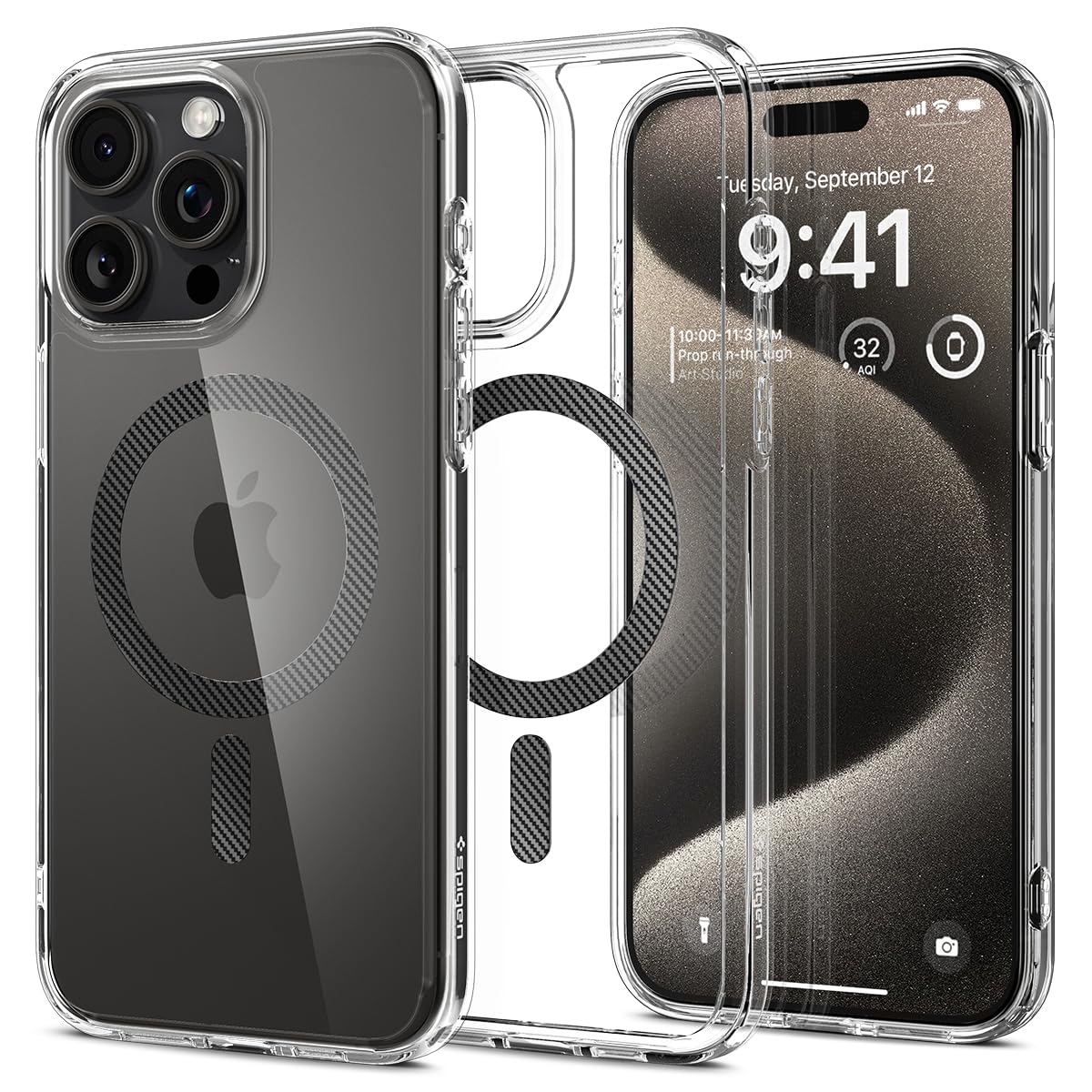 Spigen Ultra Hybrid MagFit designed for iPhone 15 Pro Max case cover compatible with MagSafe - Carbon Fiber