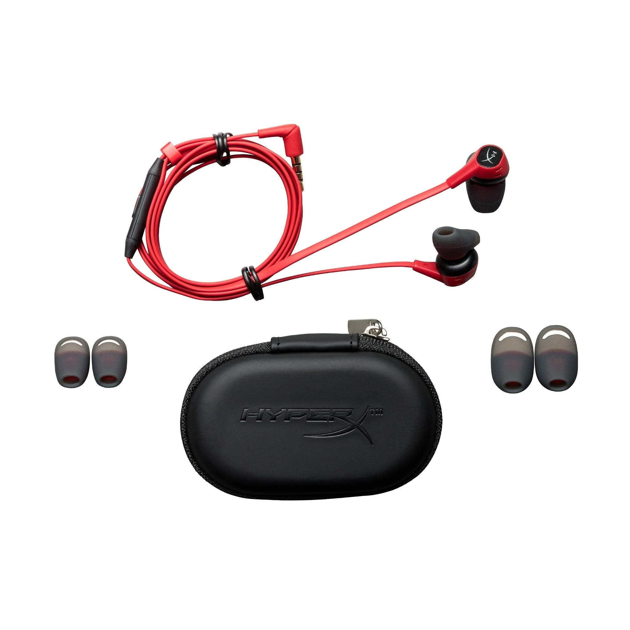 HyperX HX-HSCEB-RD Earbuds With In-line Mic - Black/Red, Wired