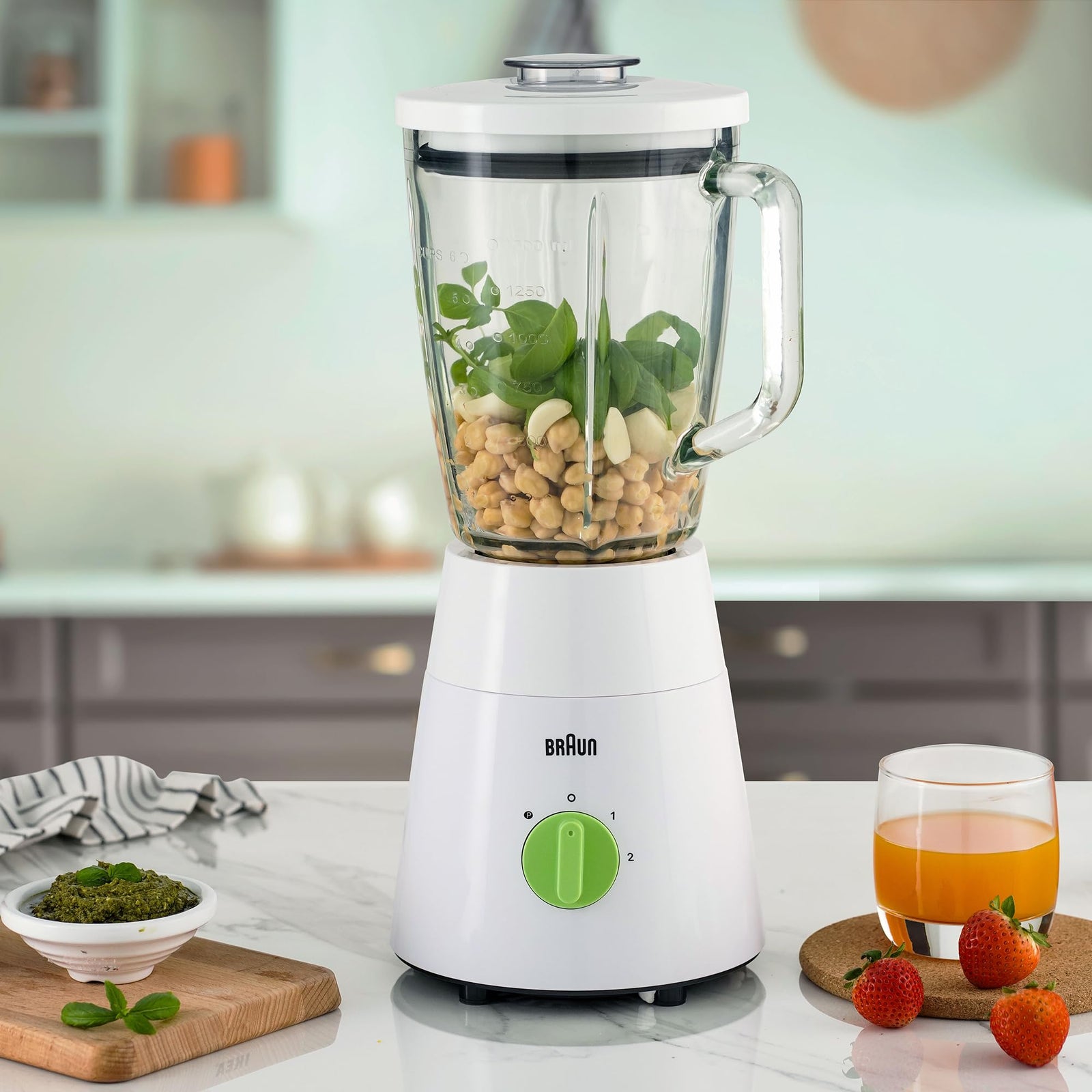 Braun PowerBlend 1 Jug Blender 500W, Glass, 1.5 L capacity, TriAction Technology, 2 Mills 2 speeds + ice crush/pulse function - JB 0153