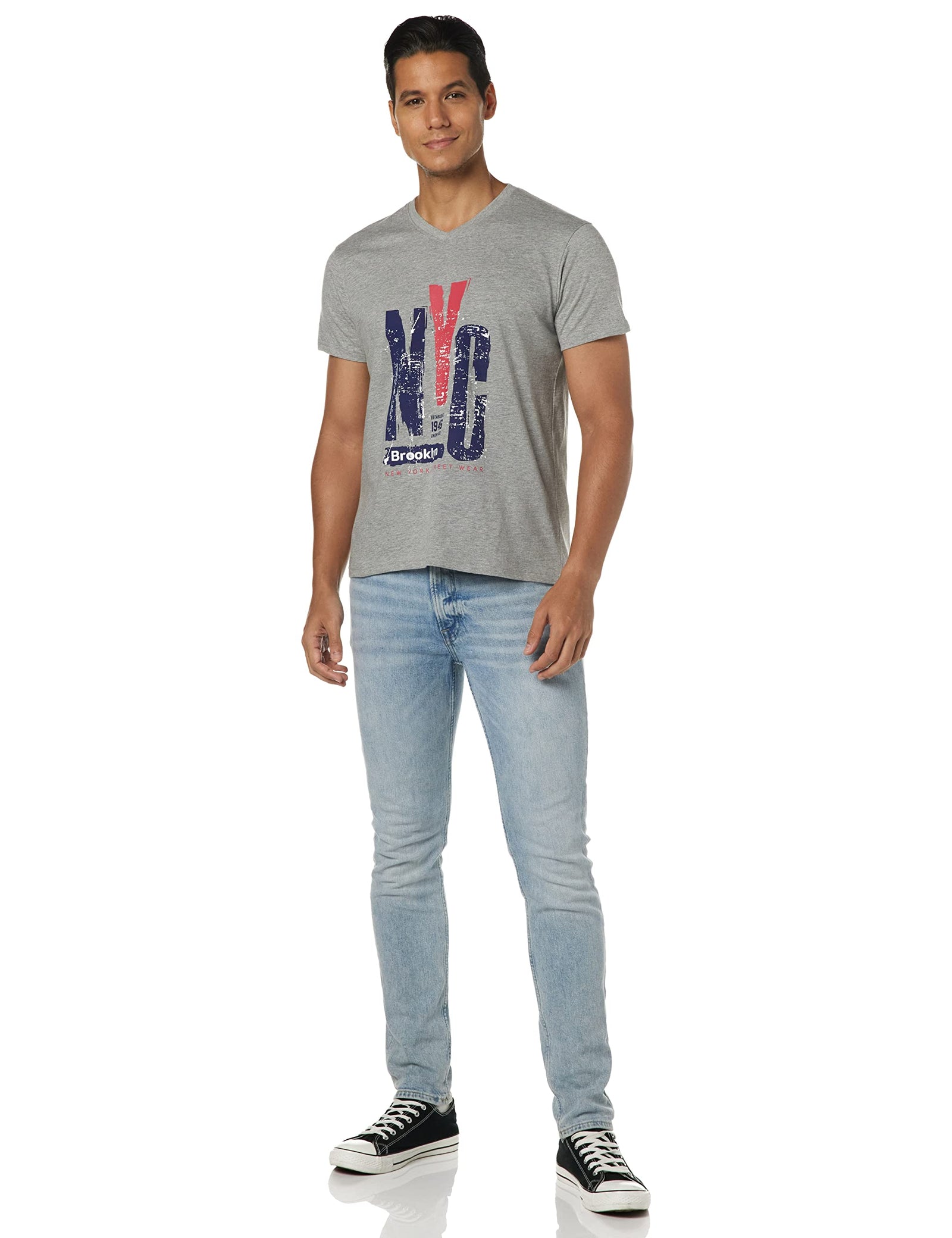 Deniklo Printed V Neck T-Shirt For Men