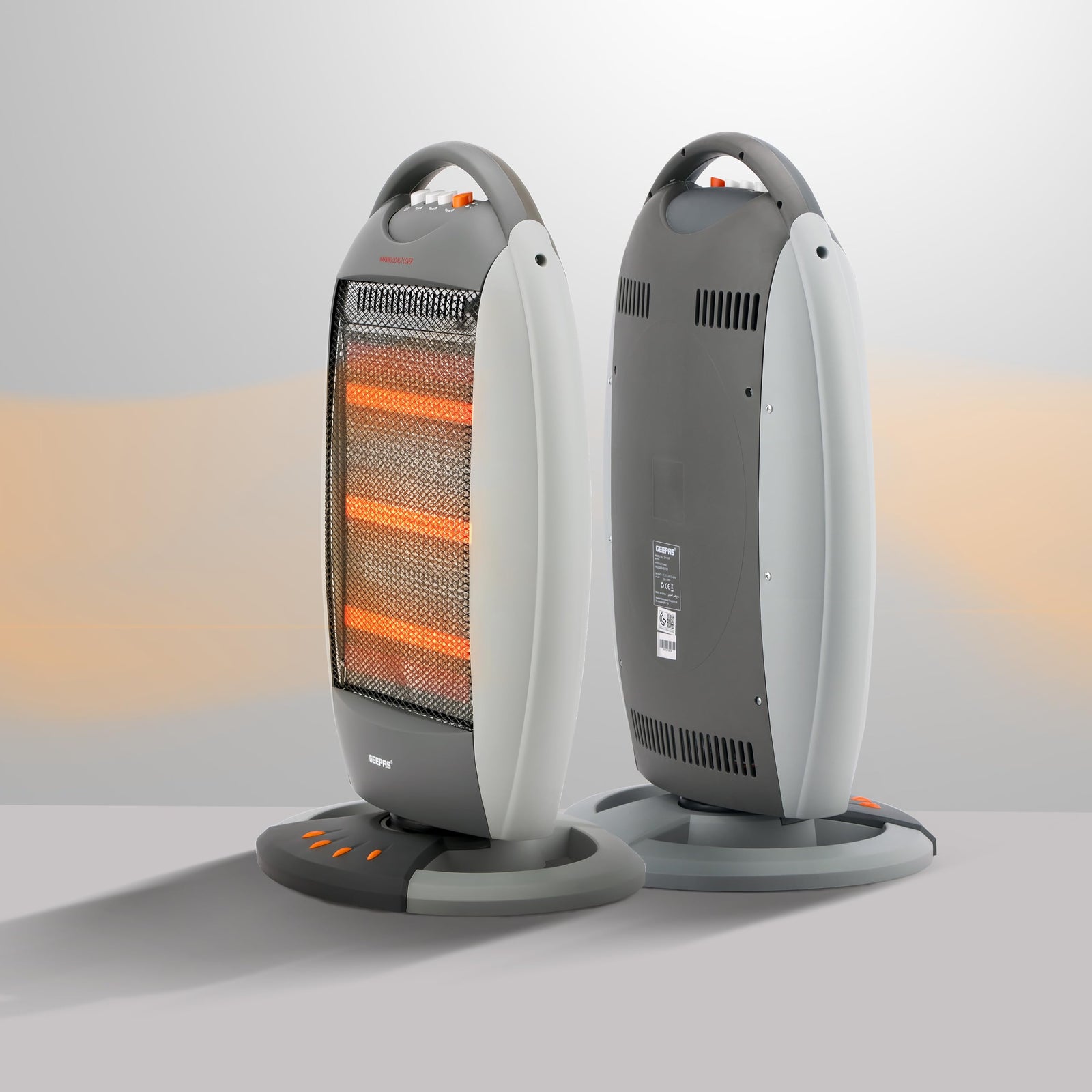 Geepas- Halogen Heater, 3 Heating Power, GHH9107 | Oscillation Function | Safety Tip-Over Switch | Carry Handle | Portable Heater for Home, Office, Etc