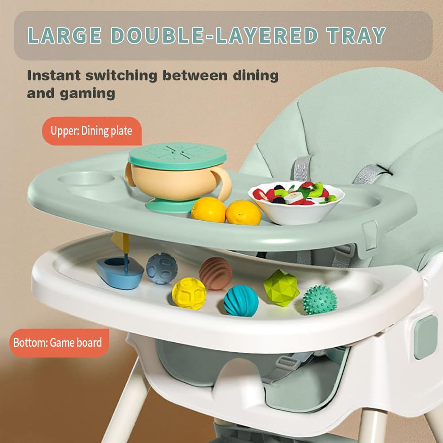 OYDAS High Chair Baby Feeding,4 in 1 high Chairs for Baby and Toddlers,High Chair baby Feeding,Travel Foldable High ChAir with Foot Rest,Baby Eating Chair,Adjustable Height & Recline (gg157)