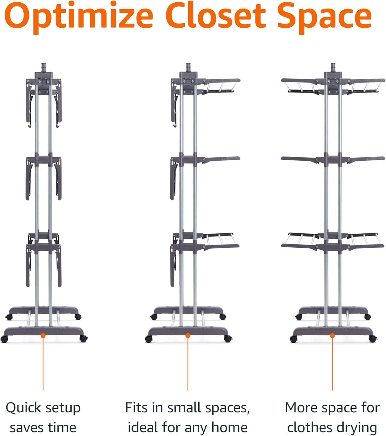 Indoor Clothes Dryer Tower with Foldable Wings