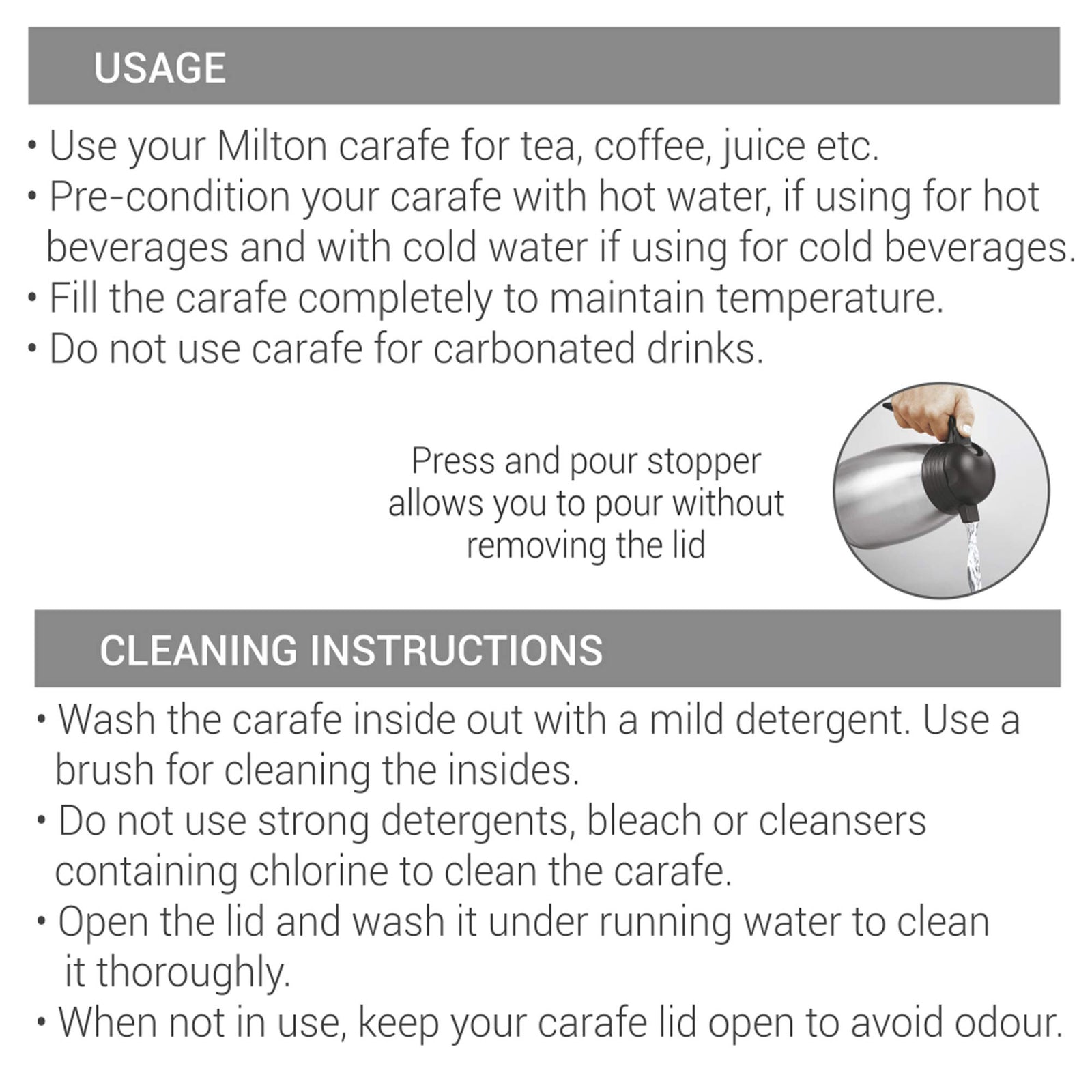 MILTON 2000ml Vacuum Insulated Tea/Coffee Pot with Press Lid, Keeps Drinks Hot and Cold for 24 Hours, 18/8 Stainless Steel Carafe, Double-Walled Flask with Inner Copper Coating - Classic - Silver