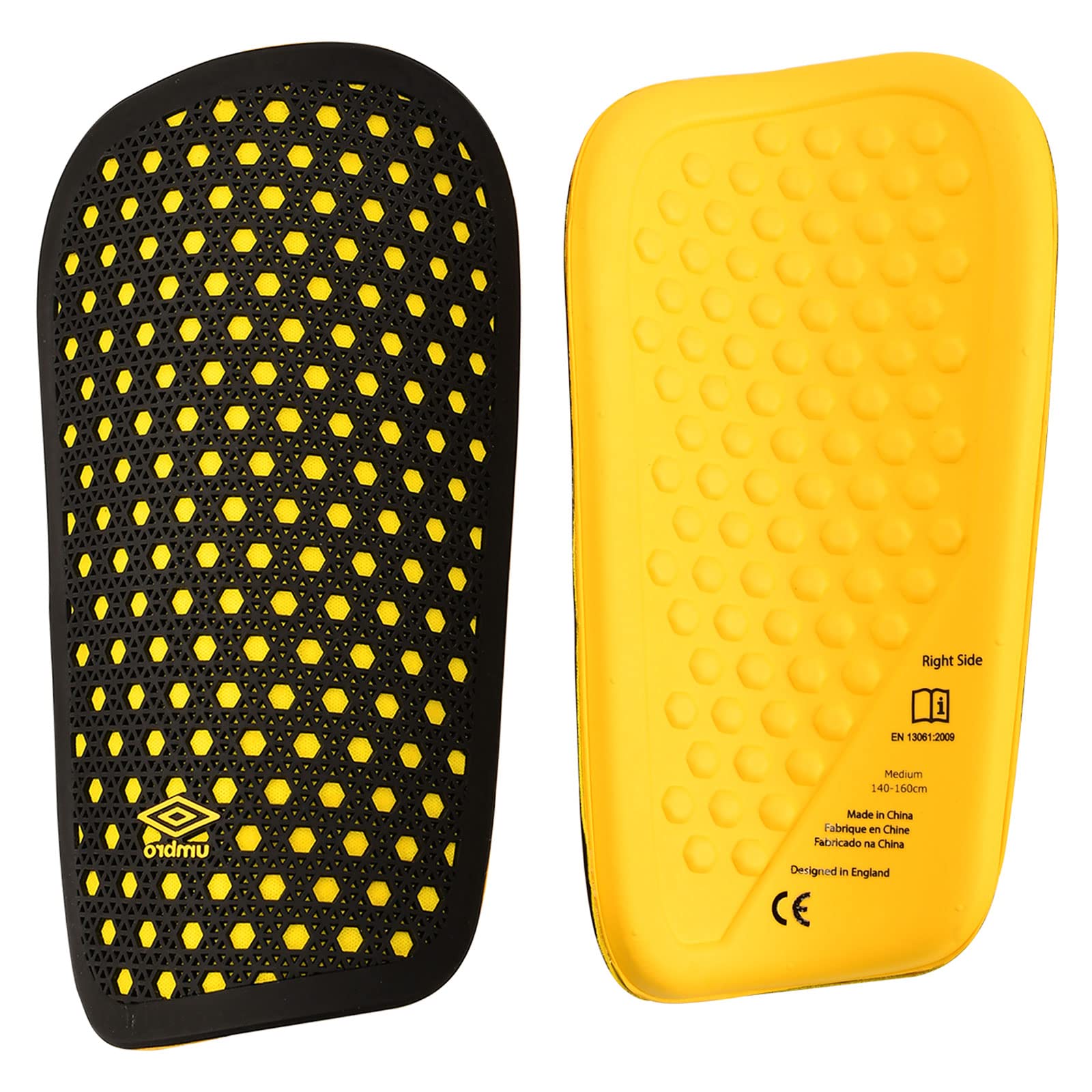 Umbro Front Logo Two-Tone Sports Shin Guard, Yellow & Black