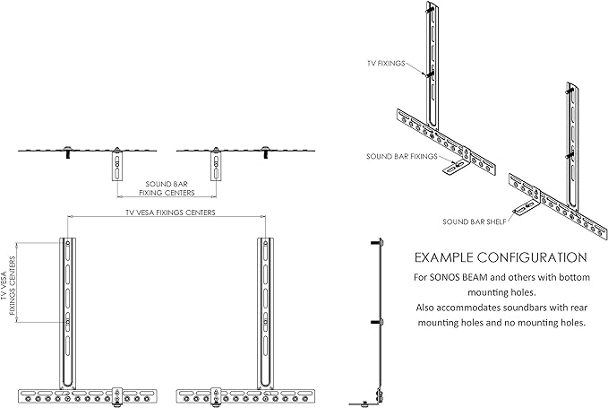 AVF EAK90-E Soundbar Mount for Mounting Soundbar Above or Below TV, Black