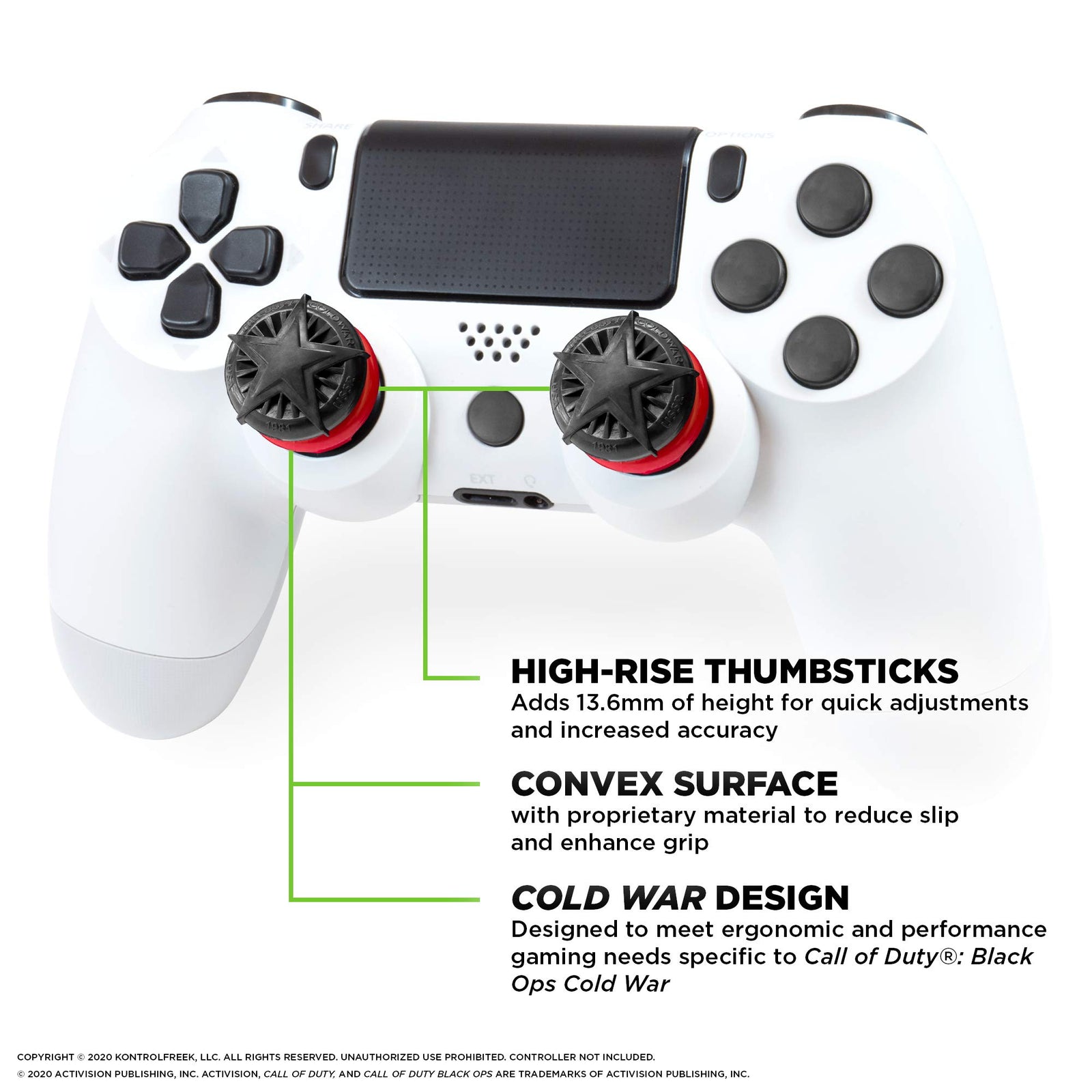 KontrolFreek Call of Duty: Black Ops Cold War Performance Thumbsticks for PS4 & PS5 – 2 High-Rise, Convex