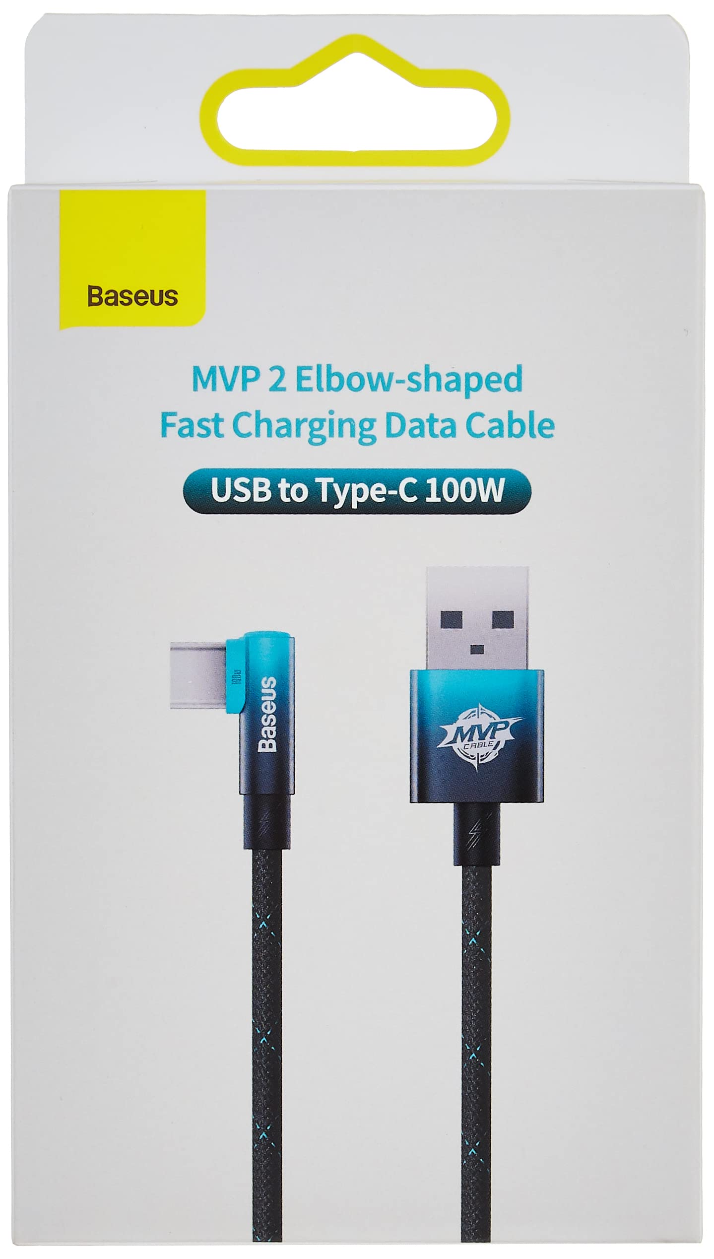 Baseus MVP 2 Elbow-shaped Fast Charging Data Cable USB to Type-C 100W 1m Black+Blue