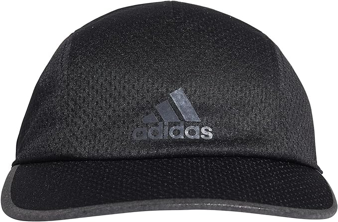 Adidas Aeroready Runner Mesh Front-Logo Curved Brim Unisex Sports Cap - Black, One Size