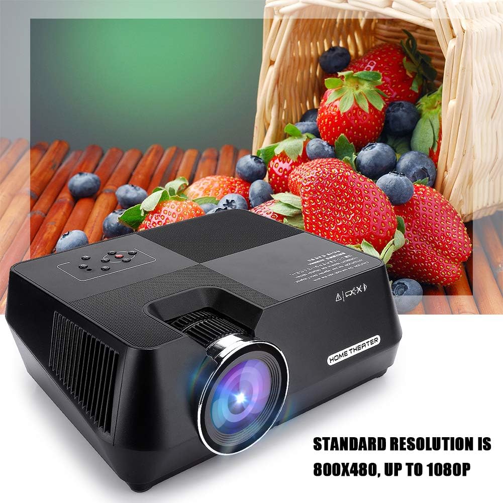 480p LCD Mini Portable Projector Home Cinema Theater Media Player, 480p Lcdmini Prtable Projector with 1080p Hd Remote Control, Diffuse Imaging Video Projector for Healthier Viewing(Black)