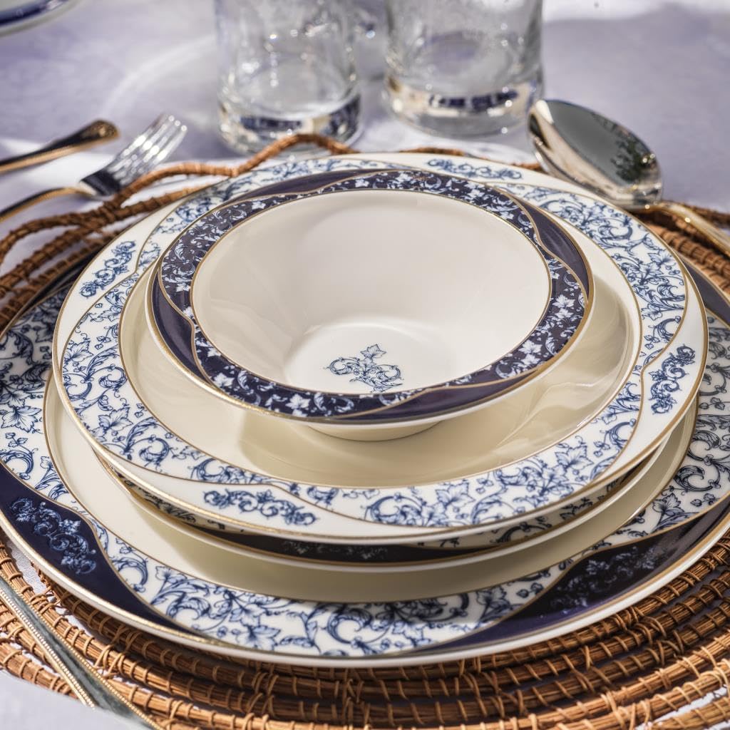 Schäfer Tılsım Lace Dinner Set 60 Pieces - Navy Blue