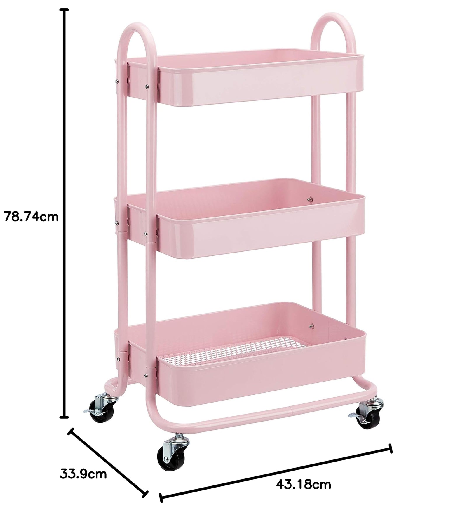 Amazon Basics 3-Tier Rolling Utility or Kitchen Cart - Dusty Pink