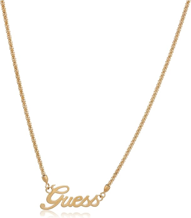 GUESS UBN79076 Stainless Steel Necklace with Zircon-Embellished Logo