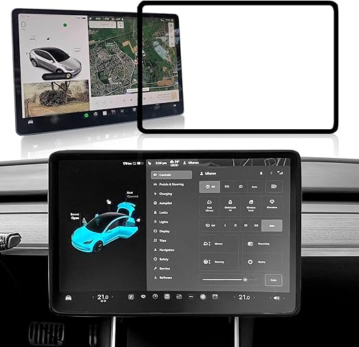 JAHIMO Tesla Screen Edge Protector Frame for Tesla Model 3 Model Y 2024 2023 2022 2021 2020 2019, Soft Silicone Edges Interior Accessories Center Console Bumper Decor Protection (Black)