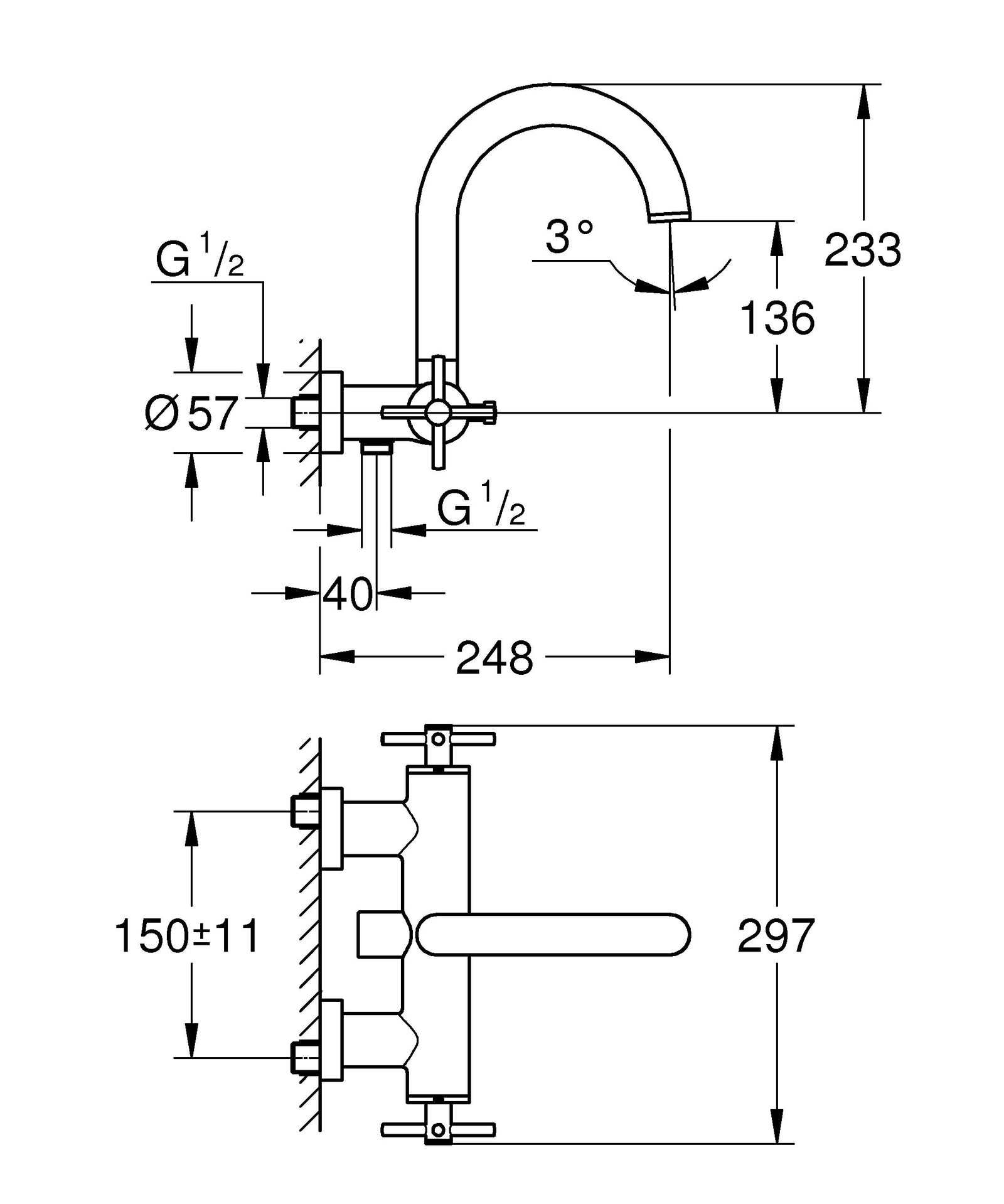 GROHE Atrio Bath/Shower Mixer 1/2