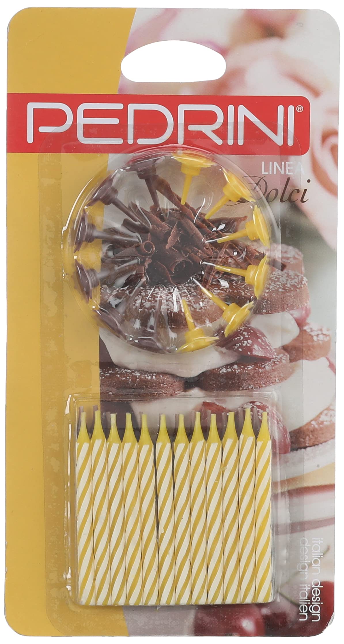 Pedrini Linea Dolci Candles with Holders, Wax, Yellow, 24 units