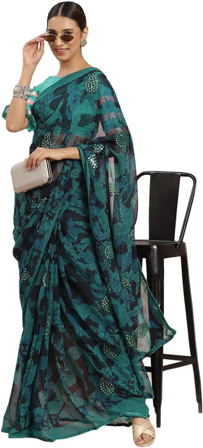 Womanista Women's Georgette Saree (TI2792_Blue)