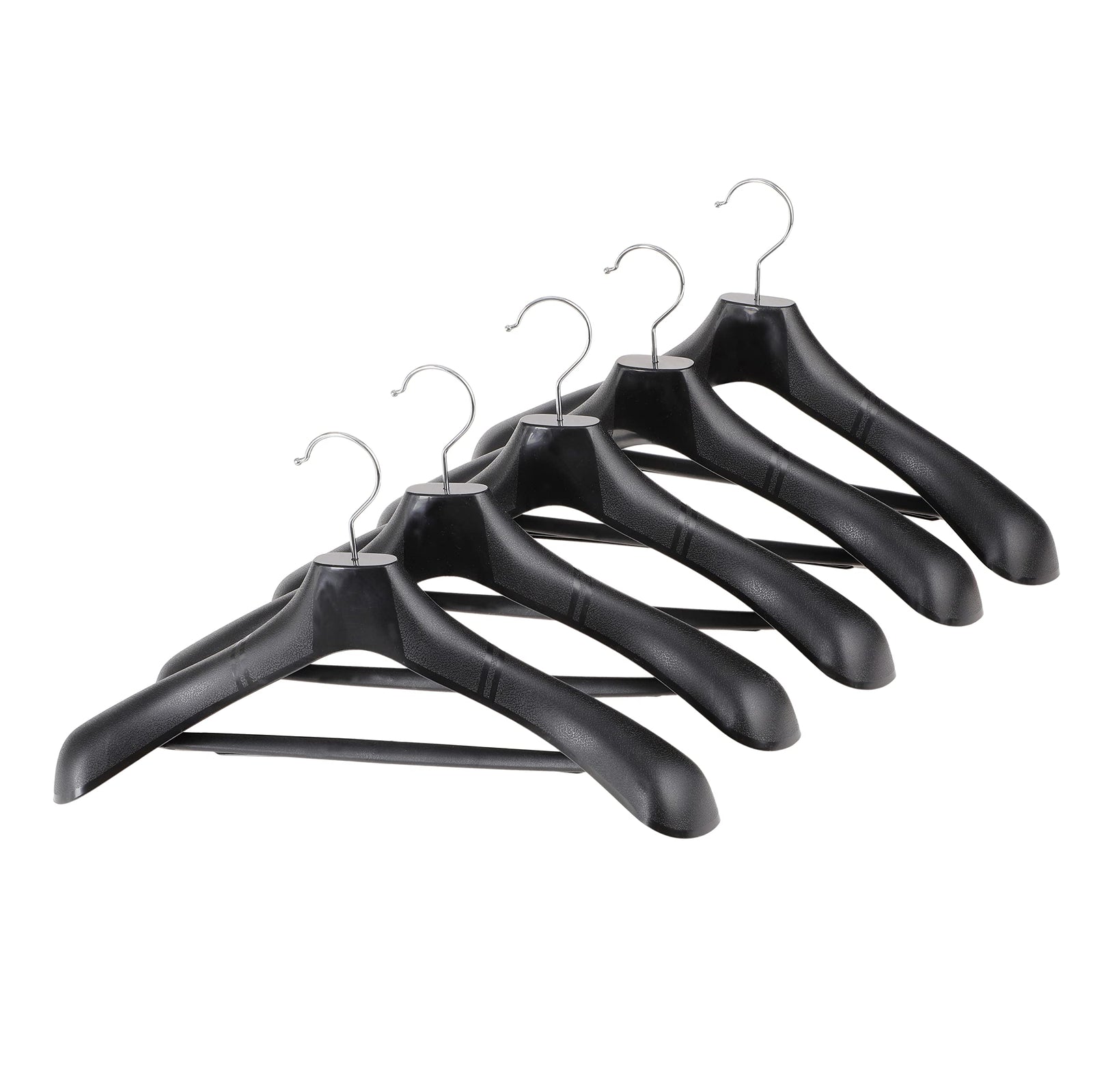 ZOBER High-Grade Wide Shoulder Plastic Coat Hangers Non Slip Pants Bar - Smooth Finish Suit, Coat Hanger, Holds Upto 20lbs, 360° Swivel Hook, for Dress, Jacket, Heavy Clothes Hangers (30 PACK, BLACK)