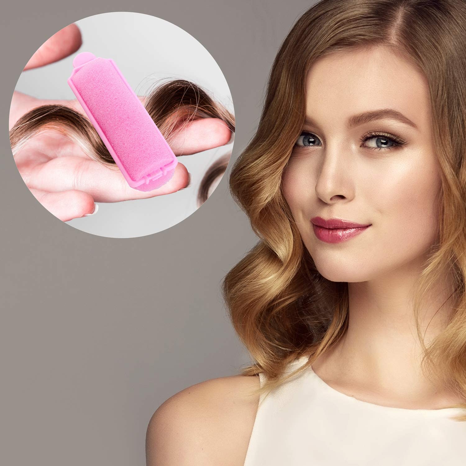 Foam Sponge Hair Rollers, 36 Pieces 20 mm Mini Foam Hair Styling Curlers, Flexible Sponge Curlers, Soft Sleeping Hair Curlers for Adults and Kids, for Women Creating Hair Curls (Pink)