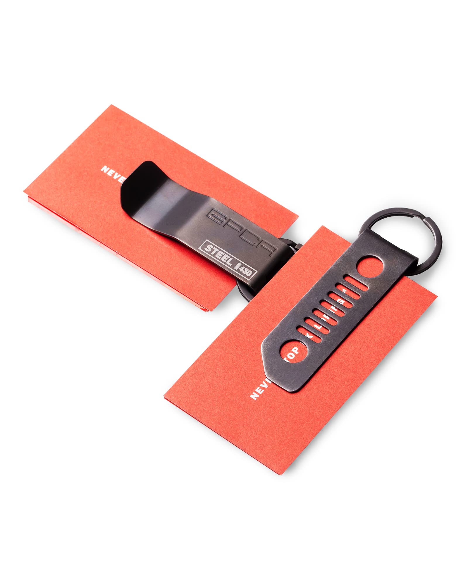 GPCA GP-Clip Stainless Steel Money Clip/Key Chain with Belt Clip (Stainless Steel, Jet Black)