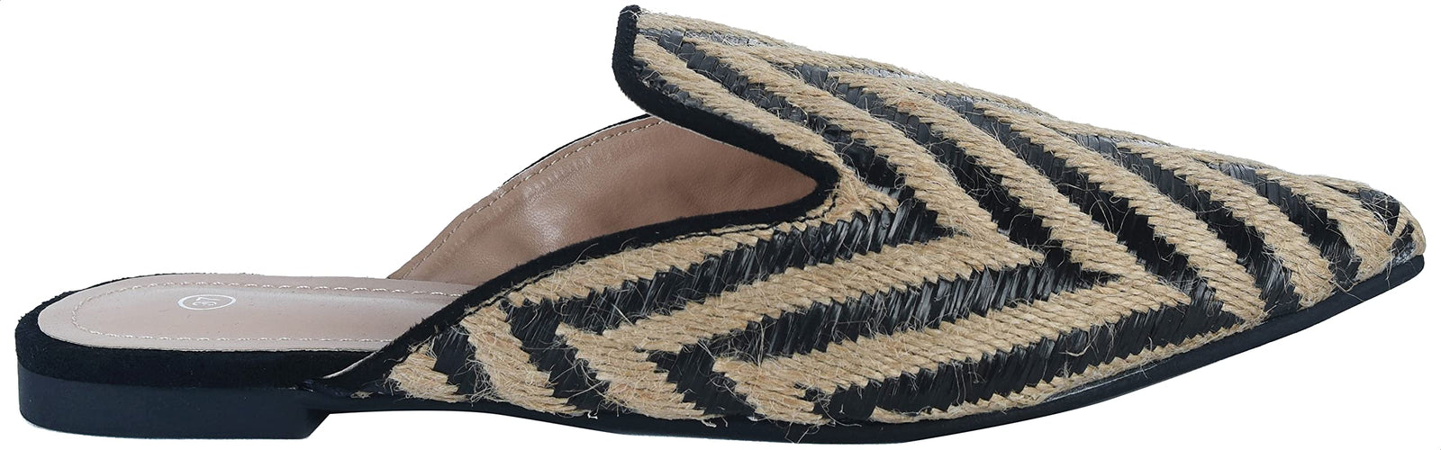 Pixi Textile Chevron Pattern Pointed-Toe Flat Mules for Women