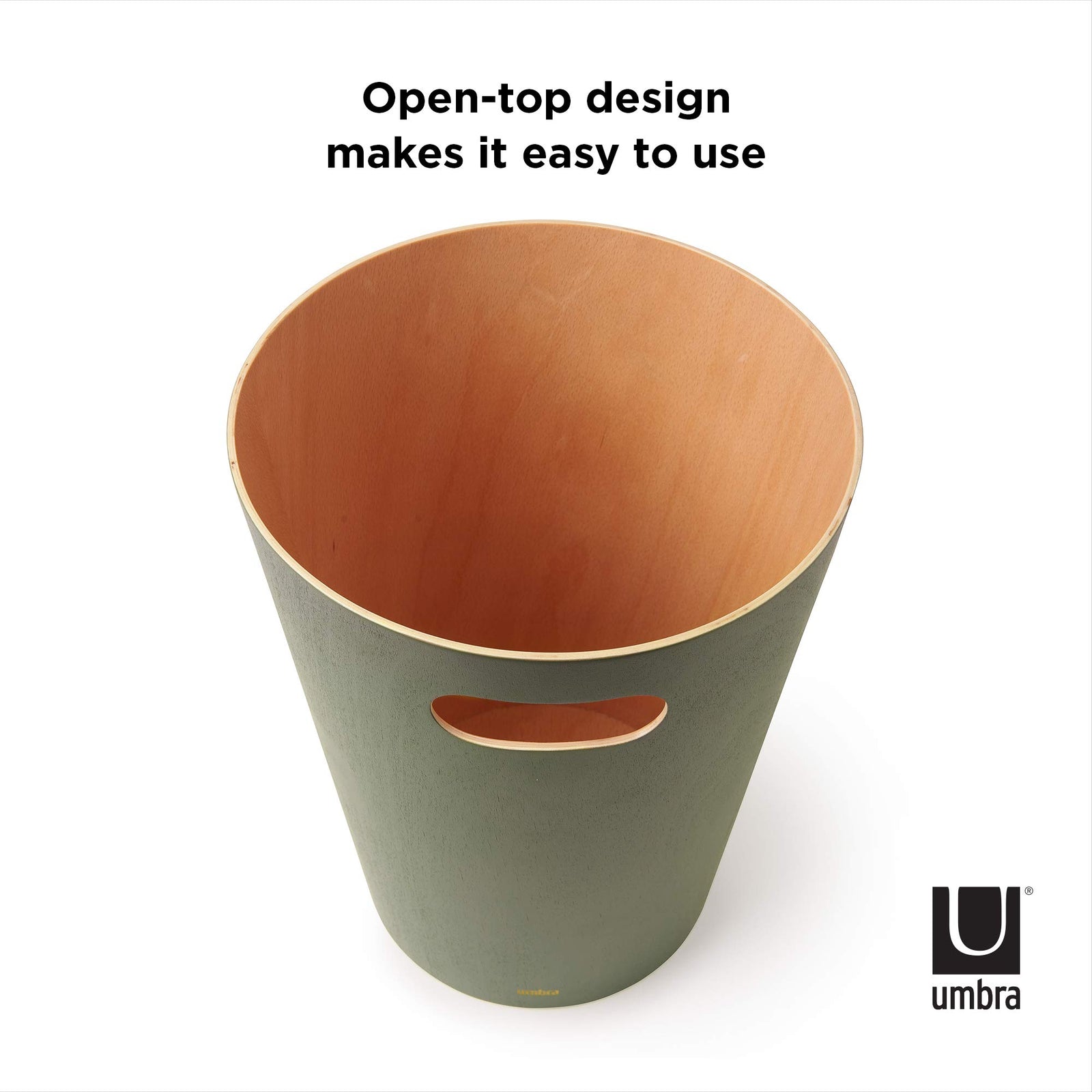 Umbra Woodrow, 2 Gallon Modern Wooden Trash Can Wastebasket or Recycling Bin for Home or Office 082780-1095