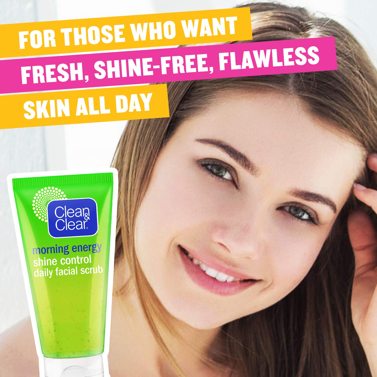 Clean & Clear Daily Face Scrub, Morning Energy, Shine Control, with exfoliating beads that exfoliate and remove dirt, oil and impurities , 150ml