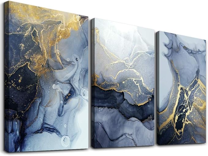 Abstract Wall Decor for Living Room Bedroom Wall Art Paintings Abstract Ink painting Wall Artworks Hang Pictures for Office Decoration, 16x24inch/Piece, 3 Panels Bathroom Home Decorations Posters