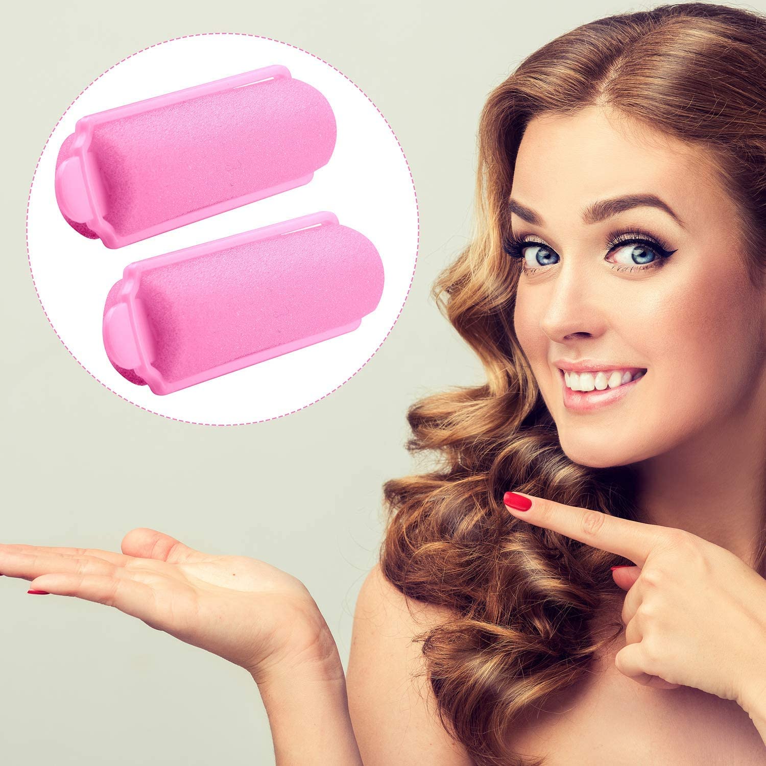 Foam Sponge Hair Rollers, 36 Pieces 20 mm Mini Foam Hair Styling Curlers, Flexible Sponge Curlers, Soft Sleeping Hair Curlers for Adults and Kids, for Women Creating Hair Curls (Pink)