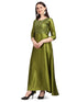 Womanista Women's Satin Regular Kurta , Olive Green , L